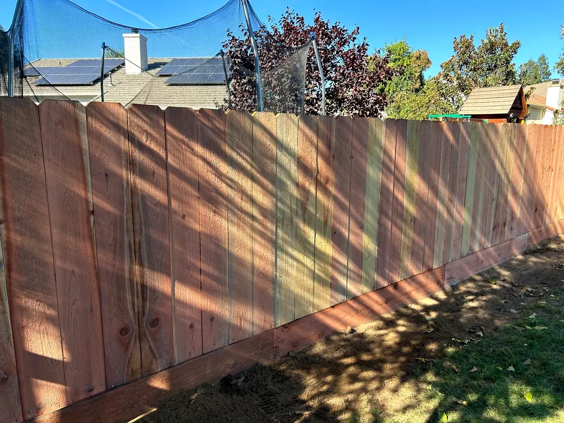Finished wood fence line