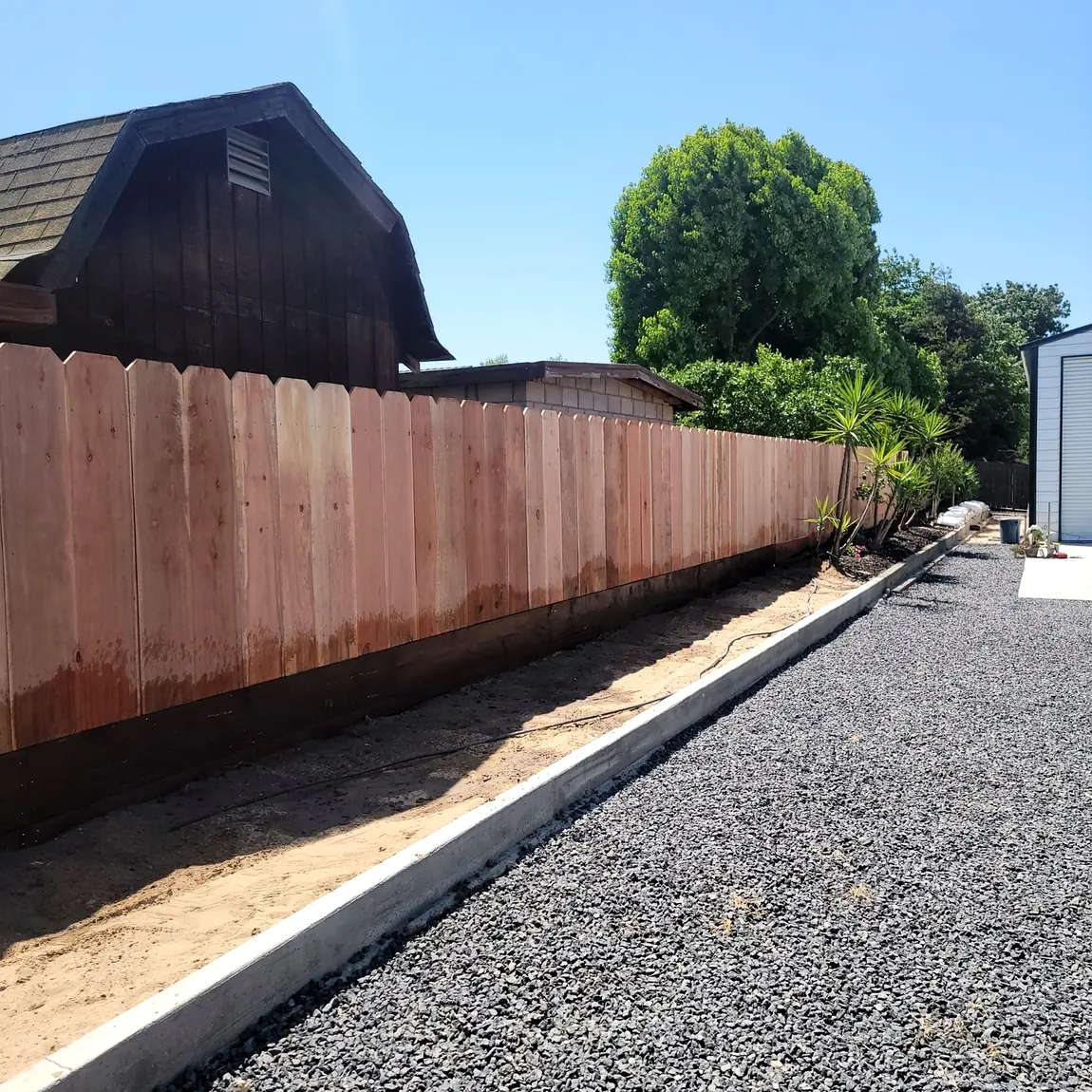 Finished wood fence line